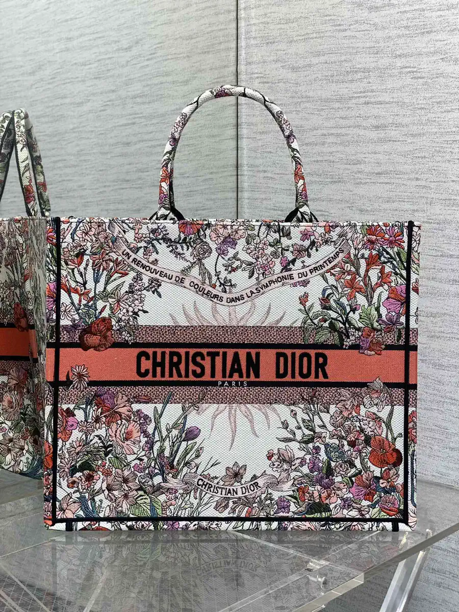 Dior Floral Embroidered Tote Bag image 1