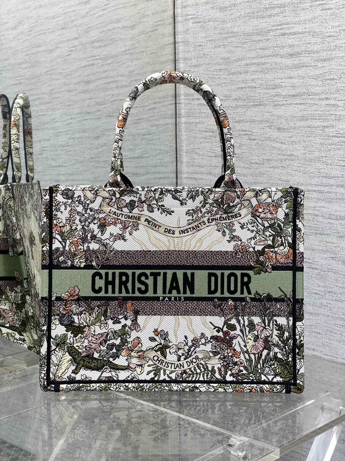 Dior Floral Embroidered Tote Bag image 1