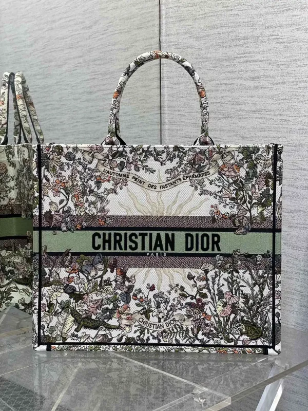 Dior Floral Embroidered Tote Bag image 1