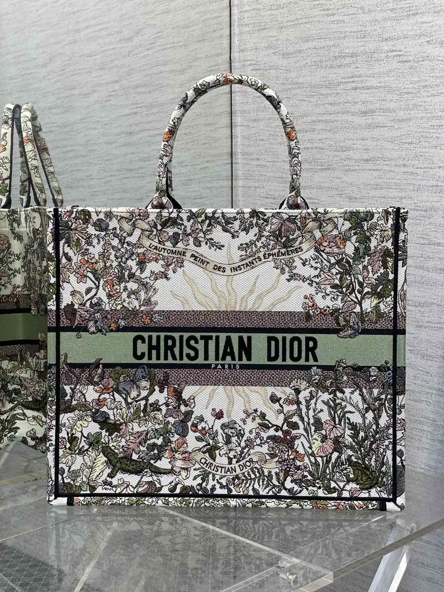 Dior Floral Embroidered Tote Bag image 1