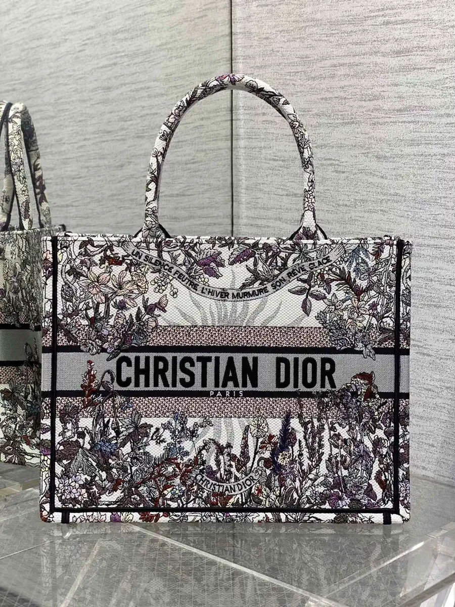 Dior Floral Embroidered Tote Bag image 1