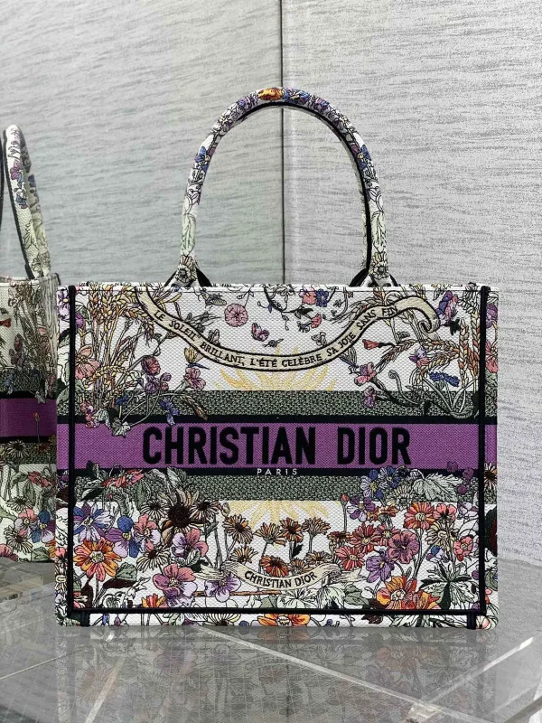 Dior Floral Embroidered Tote Bag image 1