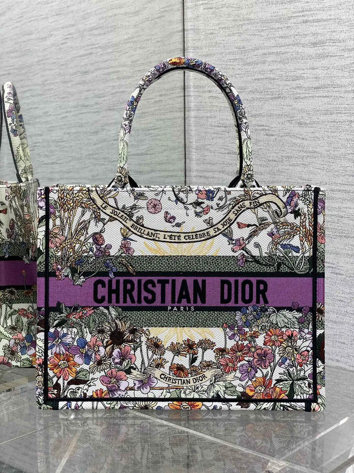 Dior Floral Embroidered Tote Bag image 1