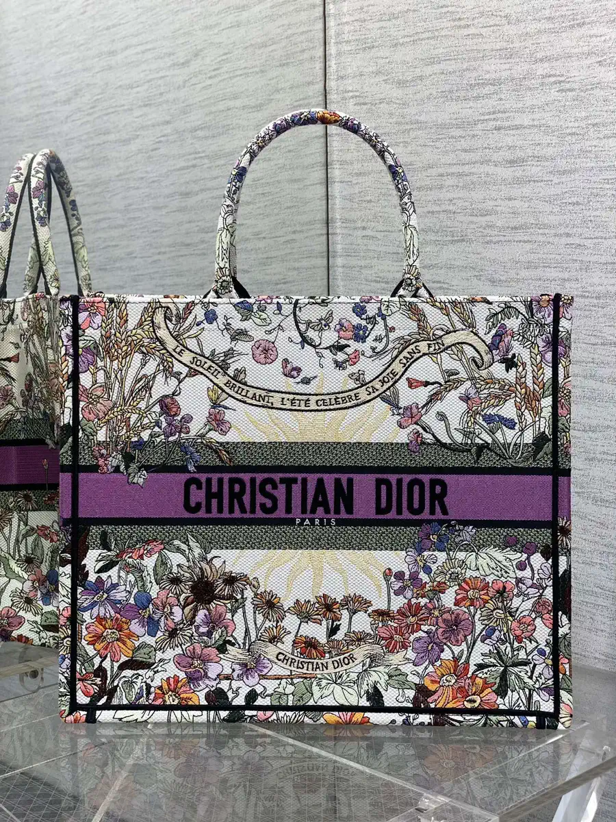 Dior Floral Embroidered Tote Bag image 1