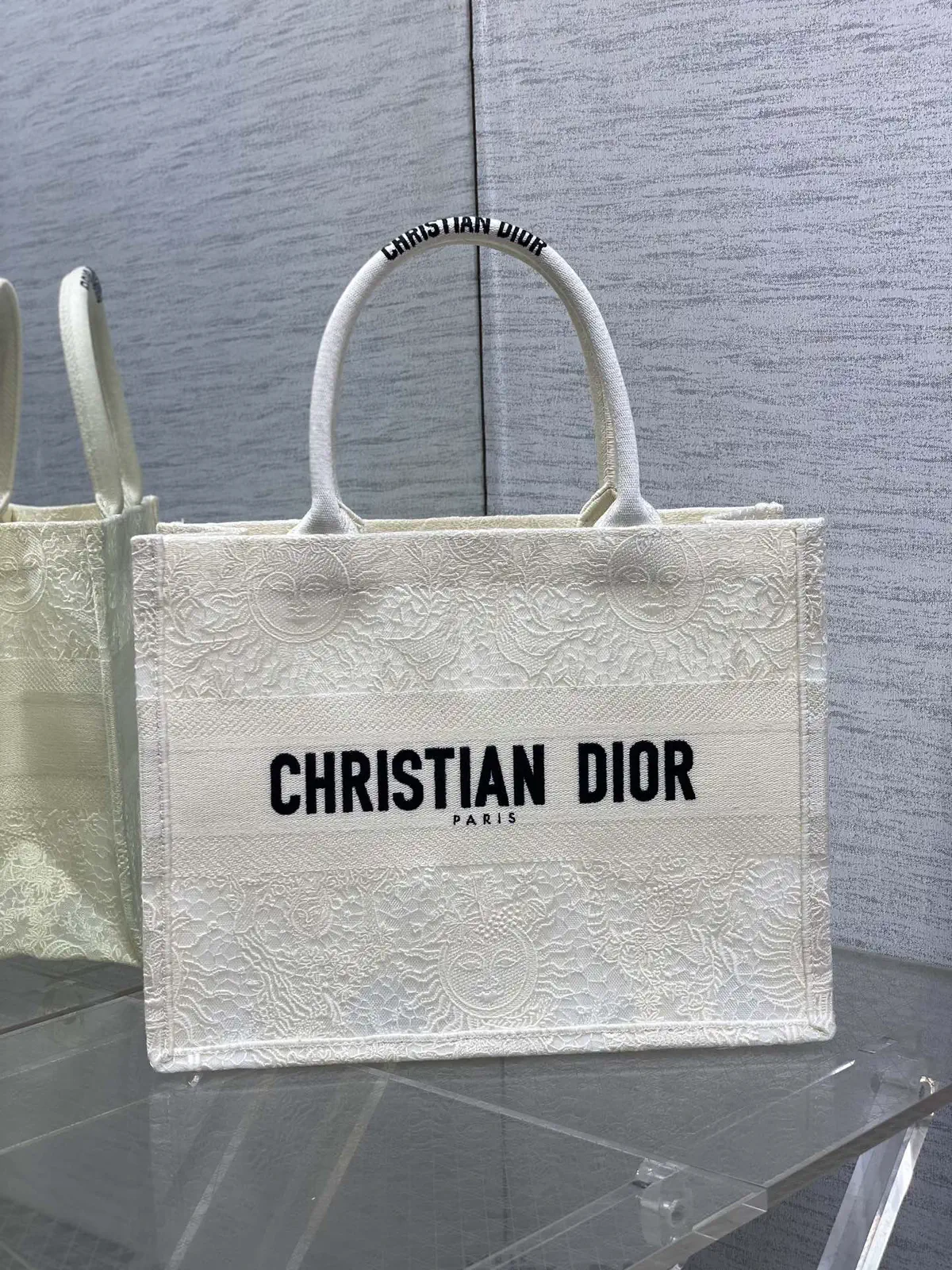 Dior White Lace Sun Motif Tote Bag image 1