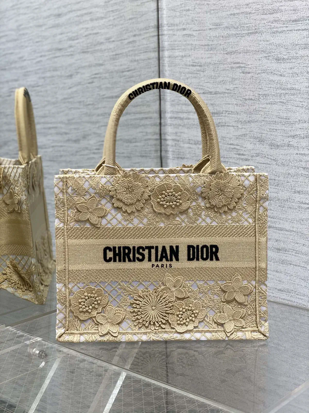 Dior Floral Embroidered Tote Bag image 1