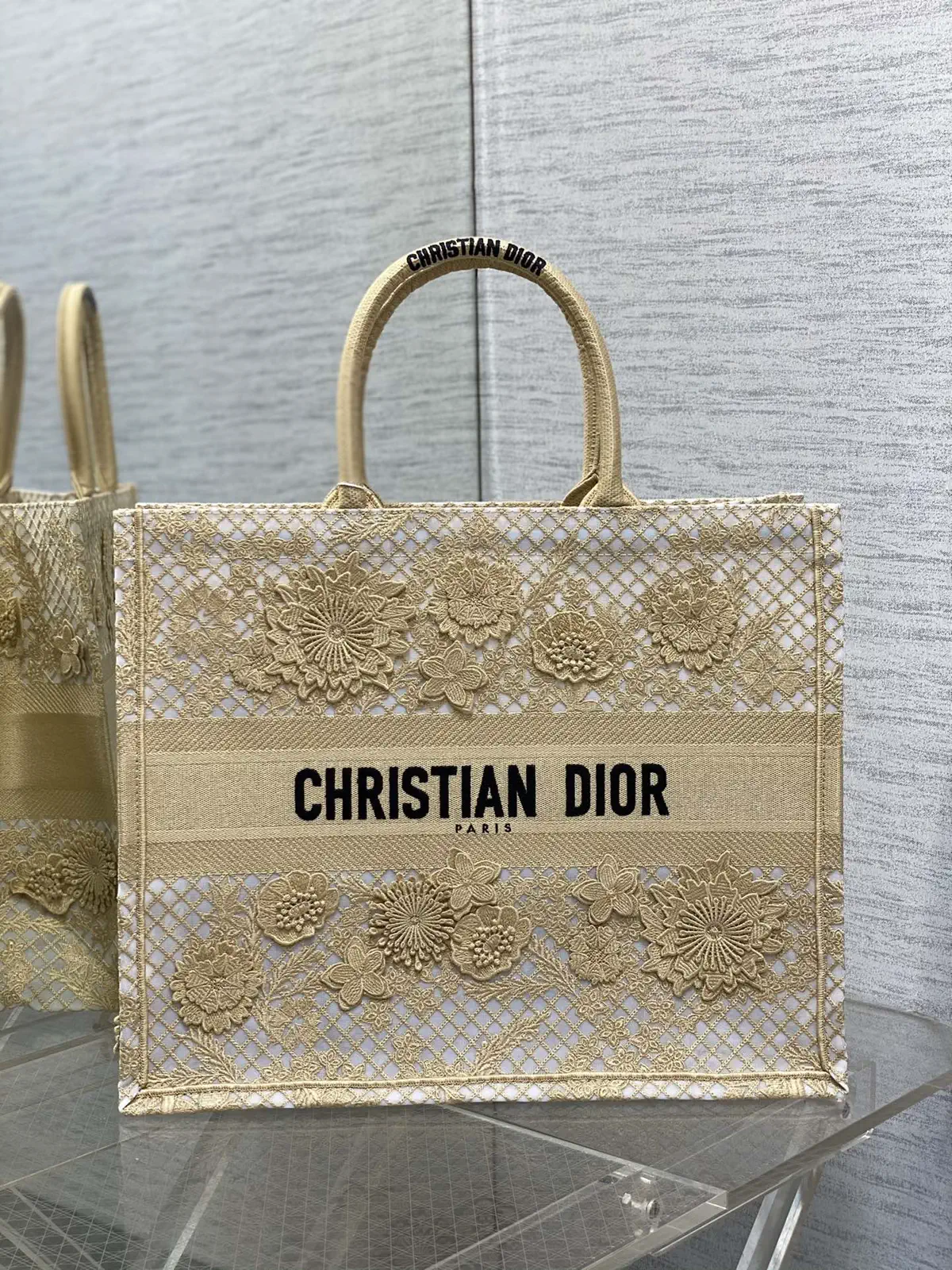 Dior Floral Embroidered Tote Bag image 1
