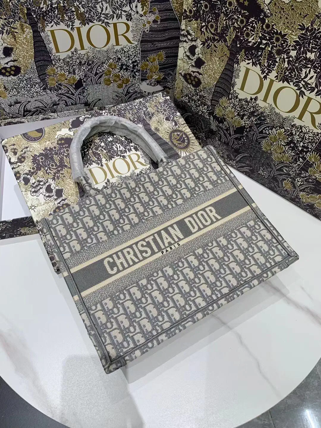 Dior Gray Monogram Book Tote Bag image 1