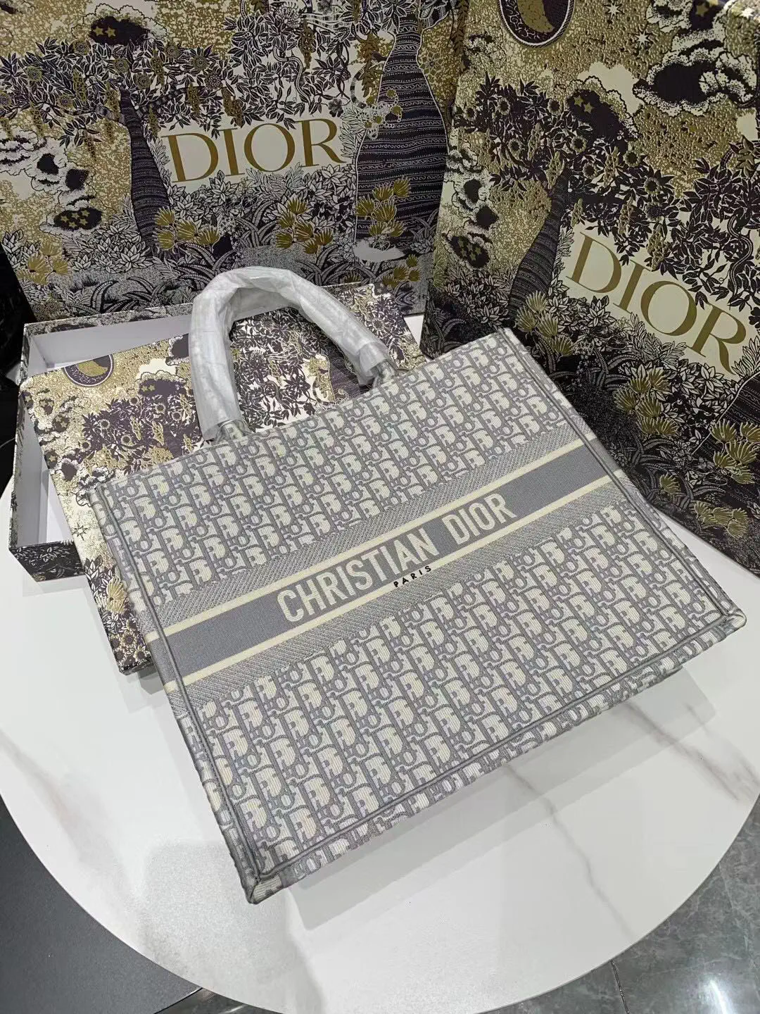 Dior Gray Monogram Book Tote Bag image 1