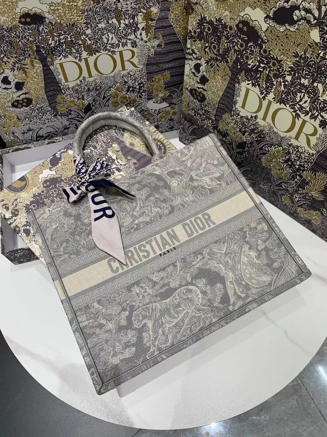 Dior Embroidered Tiger Tote Bag image 1