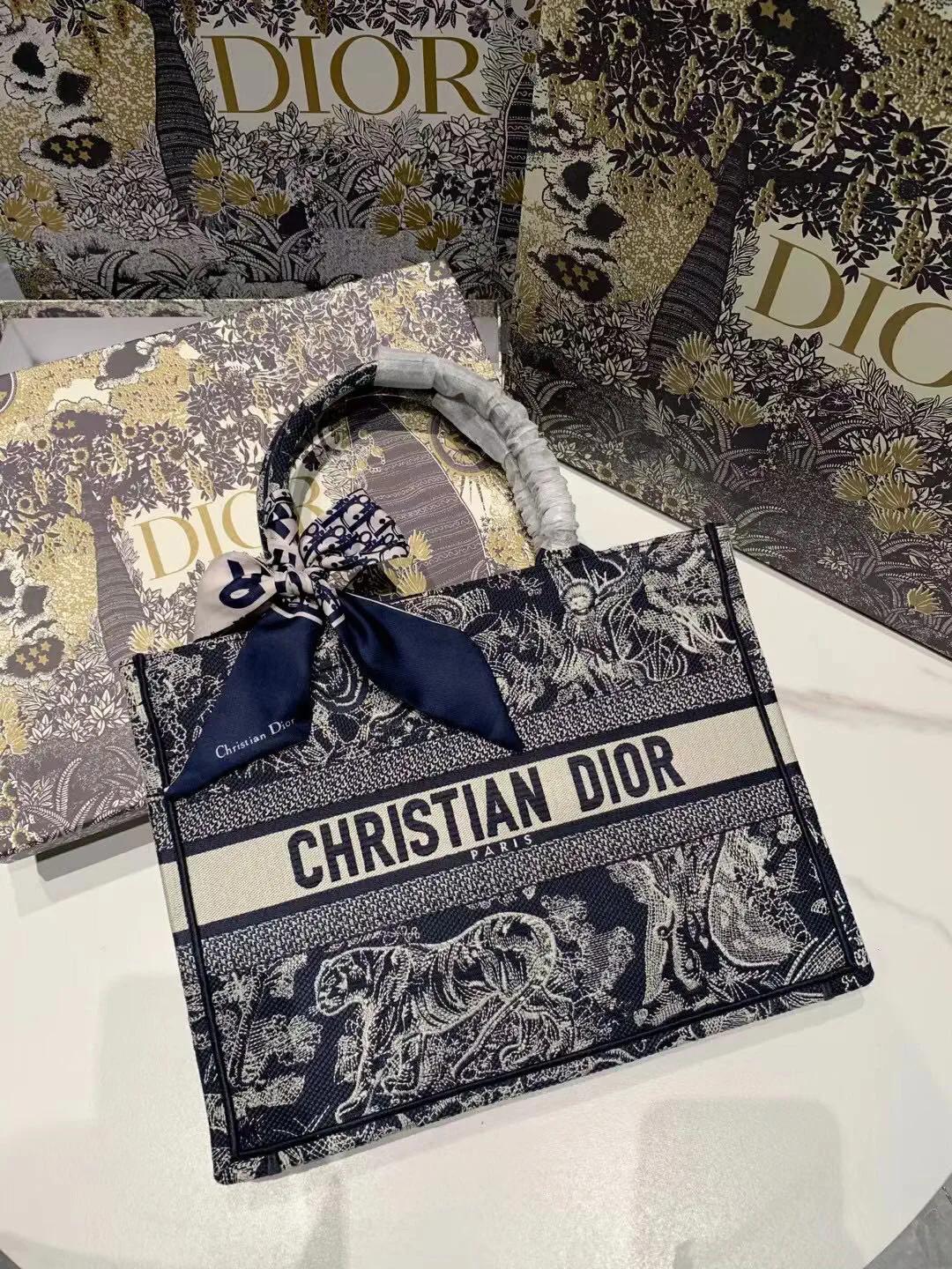 Dior Tiger Print Book Tote Bag image 1