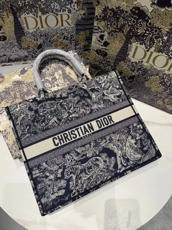Dior Tiger Embroidered Tote Bag image 1