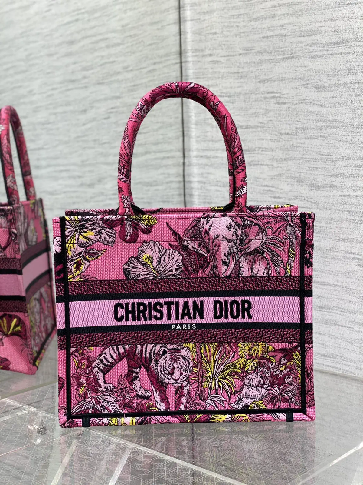 Dior Pink Jungle Print Tote Bag image 1