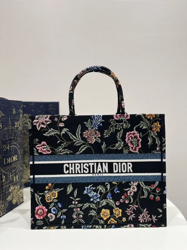 Dior Floral Embroidered Tote Bag image 1