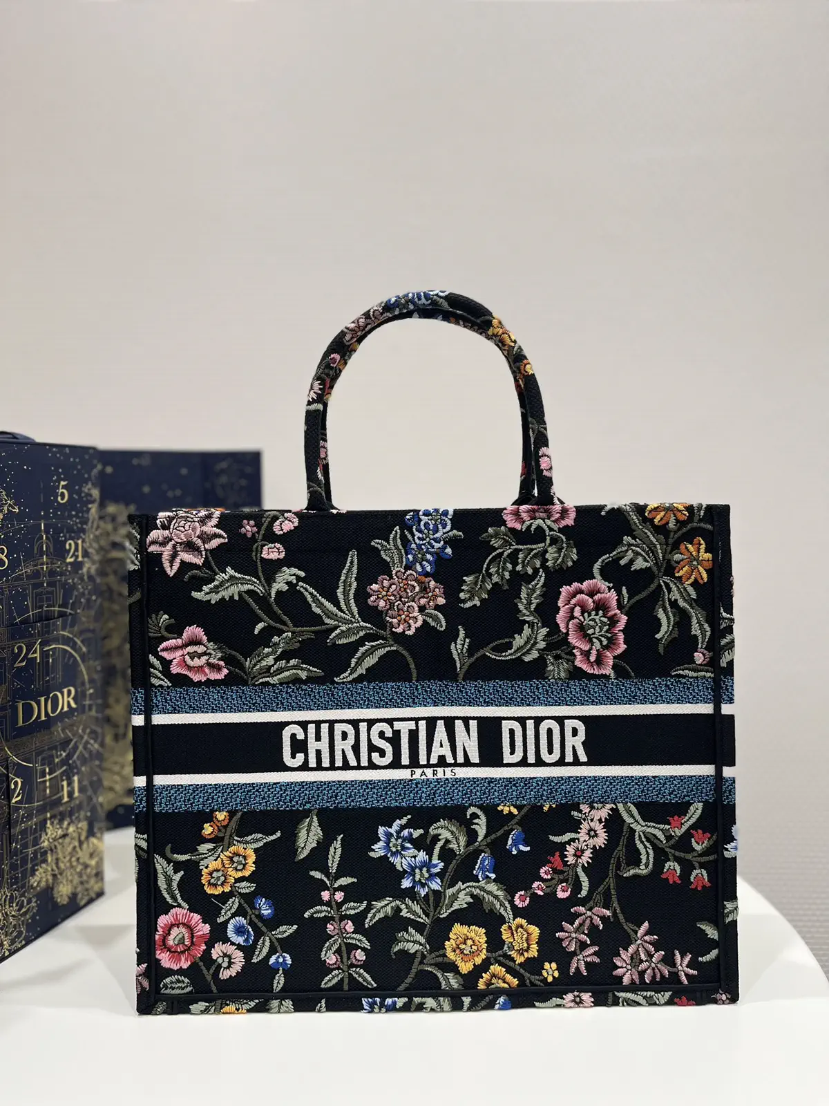 Dior Floral Embroidered Tote Bag image 1