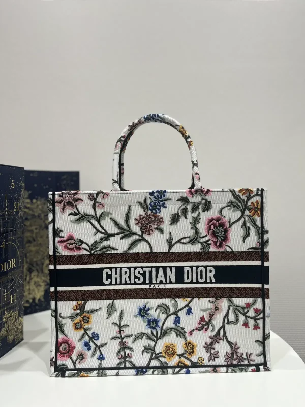 Dior Floral Embroidered Tote Bag image 1