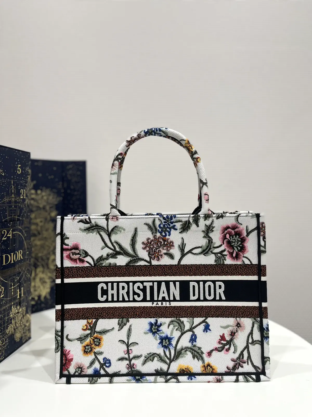 Dior Floral Embroidered Tote Bag image 1