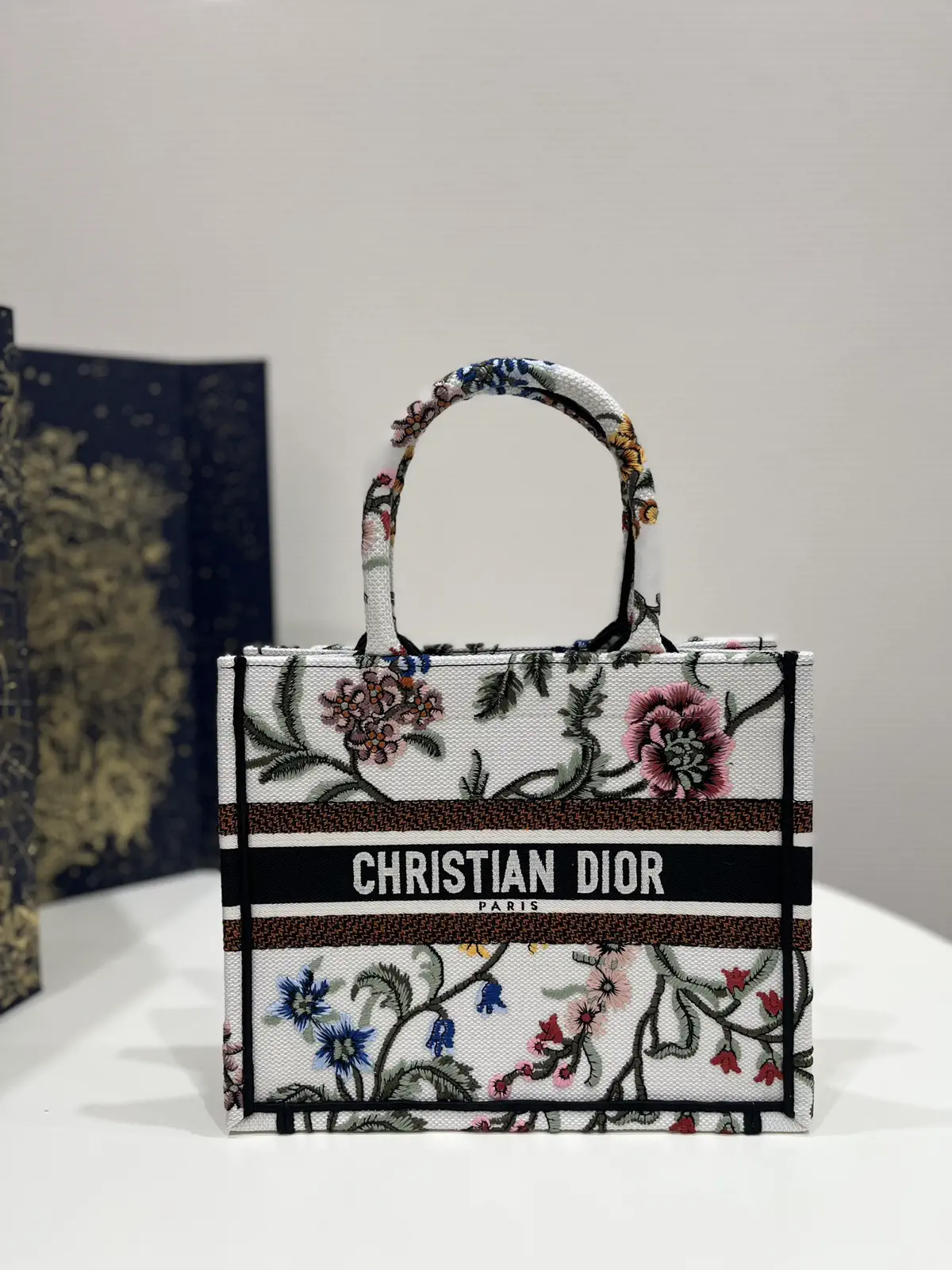Dior Floral Embroidered Tote Bag image 1