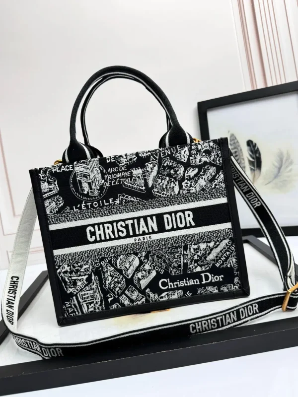 Dior Black Paris Map Print Book Tote Bag image 1