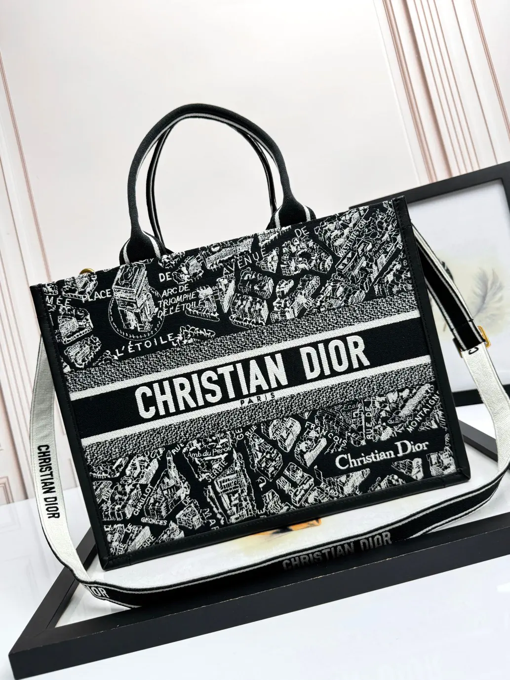 Dior Paris Map Embroidered Tote Bag image 1
