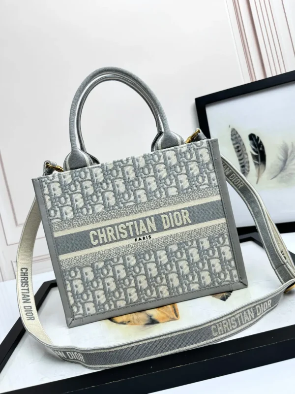 Dior Gray Oblique Embroidered Book Tote Bag image 1