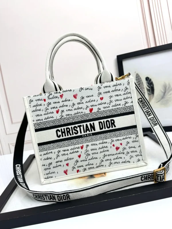 Dior White Heart Print Book Tote Bag image 1
