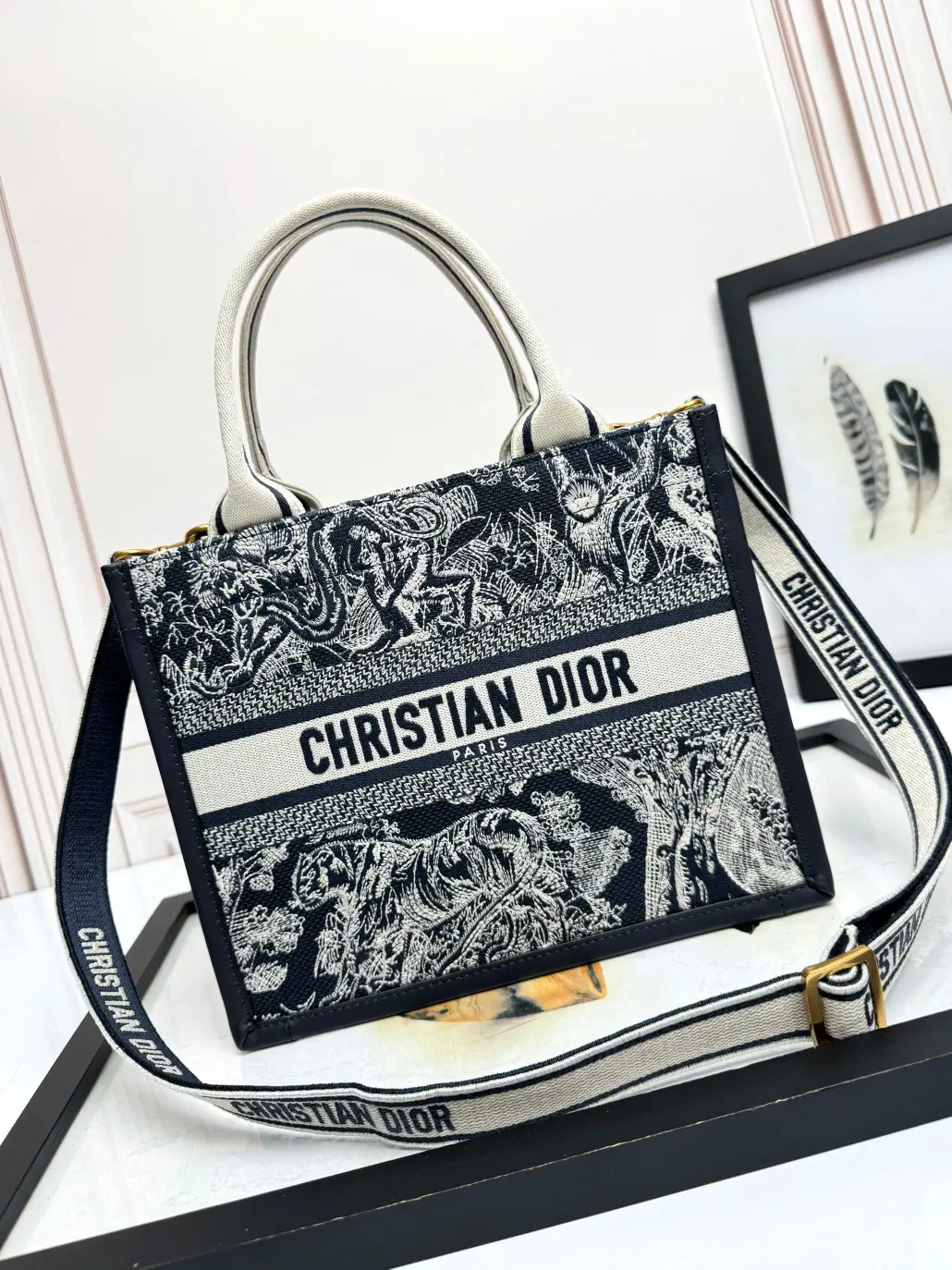Dior Embroidered Small Book Tote Bag image 1