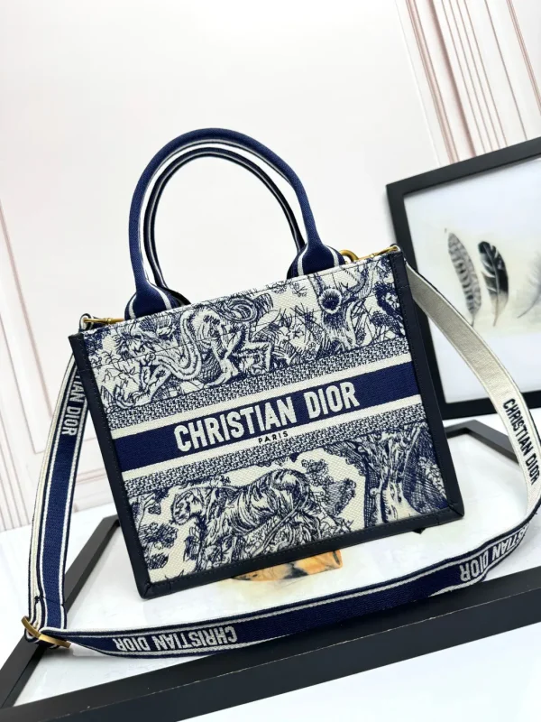 Dior Embroidered Tiger Print Book Tote Bag image 1