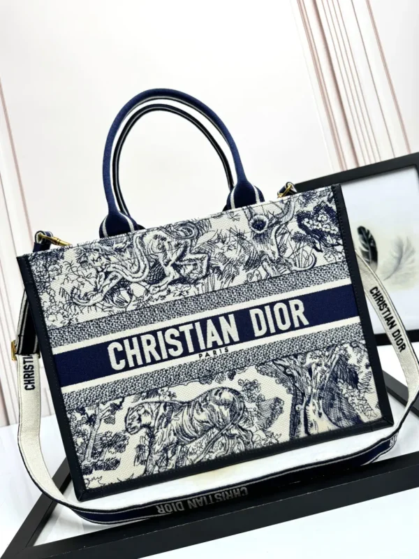 Dior Navy and White Toile de Jouy Book Tote Bag image 1