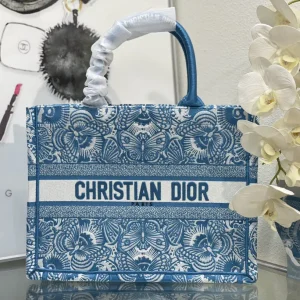 Dior Blue Butterfly Print Book Tote Bag image 1