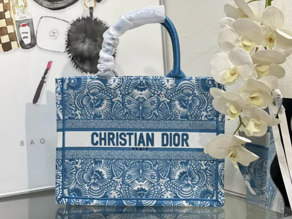 Dior Blue Butterfly Print Book Tote Bag image 1