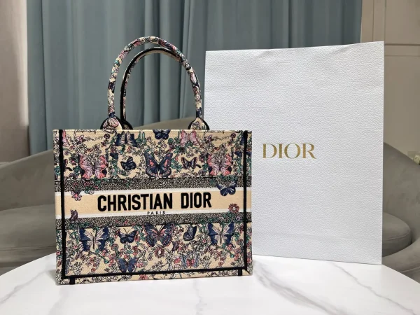 Dior Butterfly Embroidered Tote Bag image 1