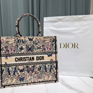 Dior Butterfly Embroidered Tote Bag image 1