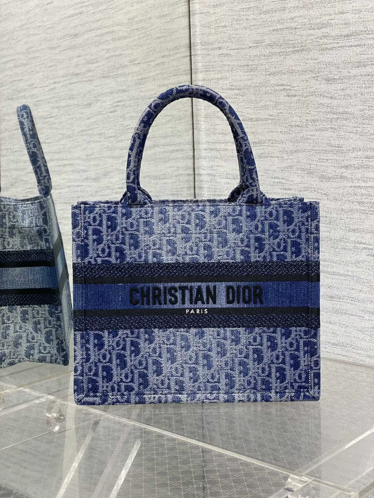Dior Denim Monogram Tote Bag image 1