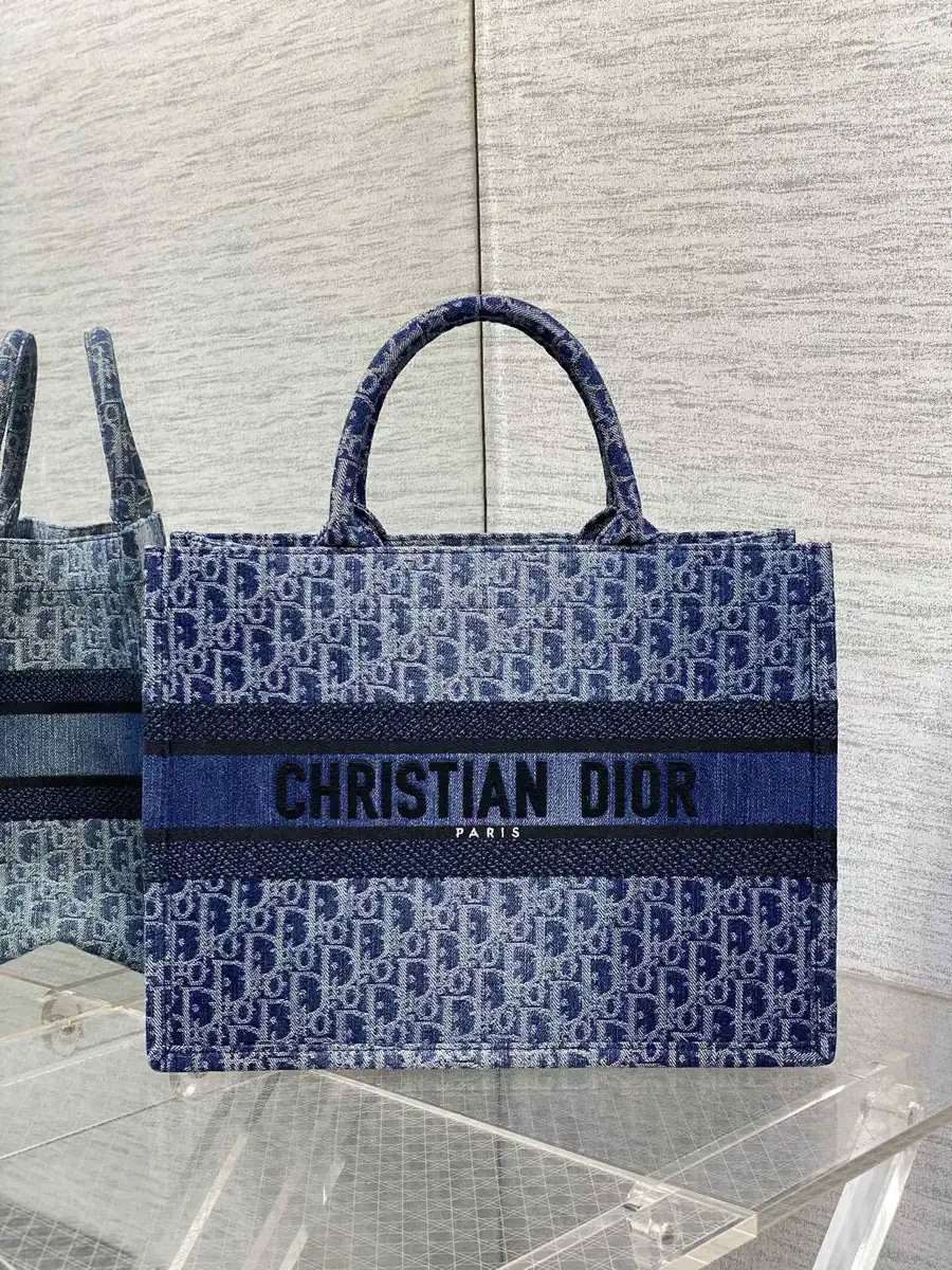 Dior Denim Monogram Tote Bag image 1