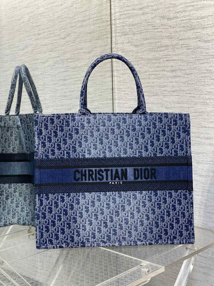Dior Denim Monogram Tote Bag image 1