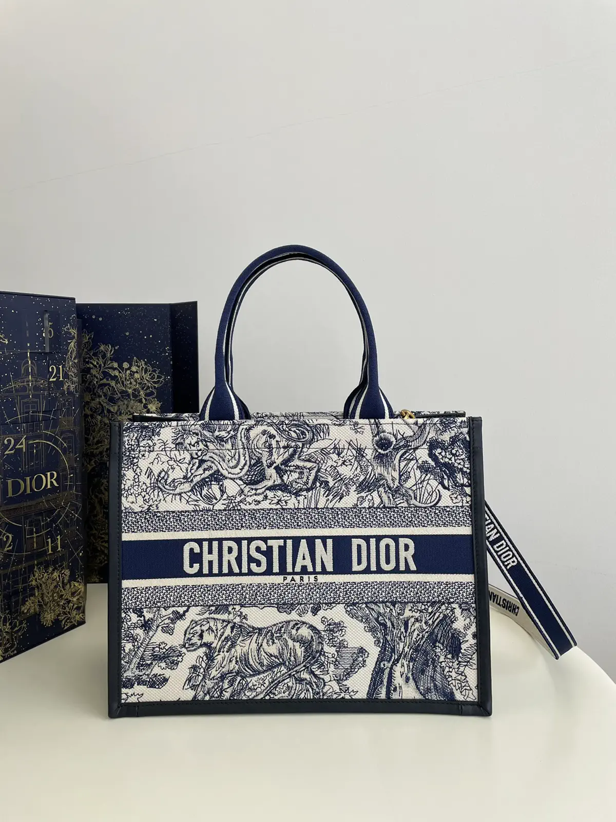 Dior Tiger Embroidered Tote Bag image 1