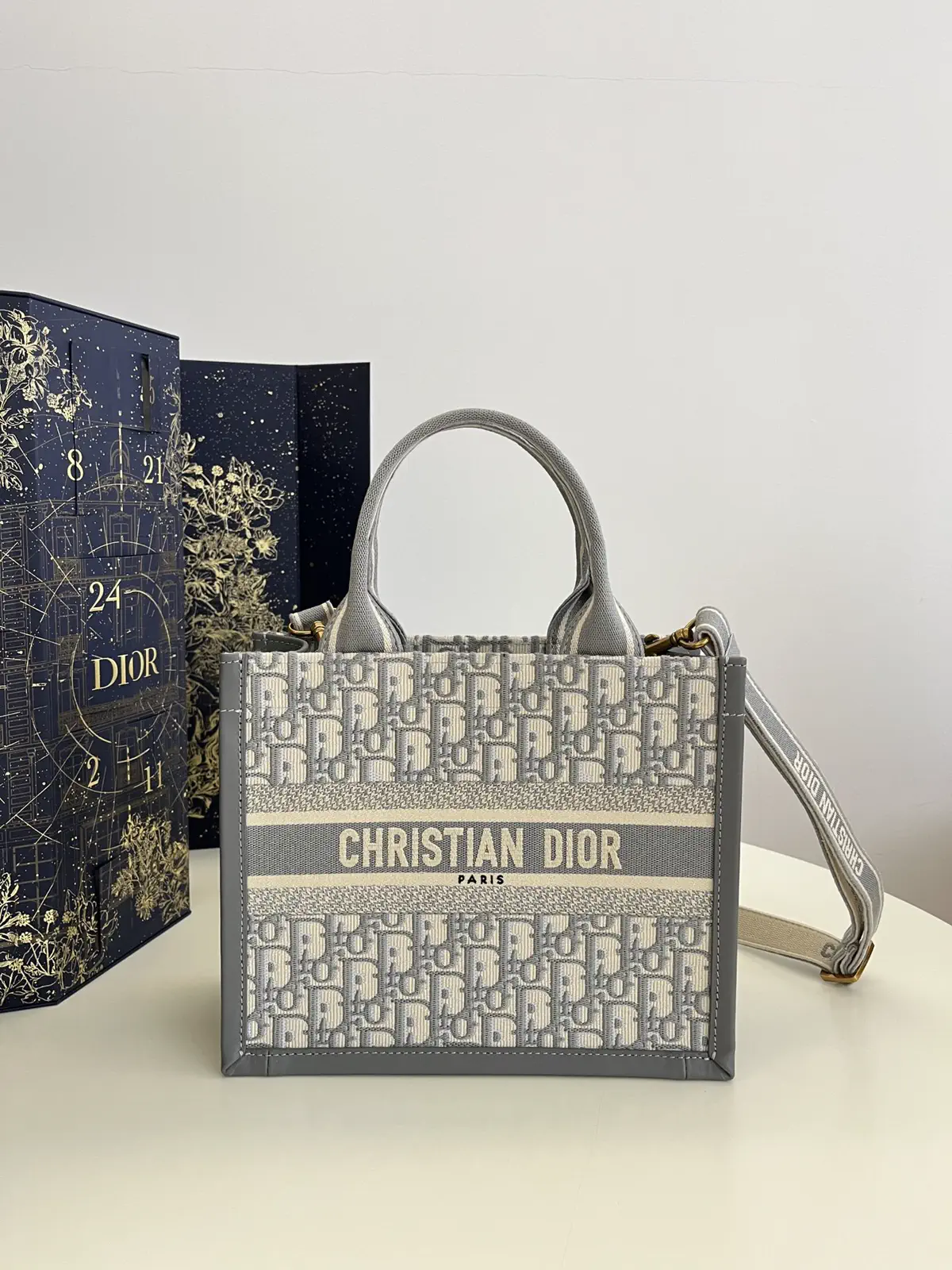 Dior Grey Monogram Tote Bag image 1