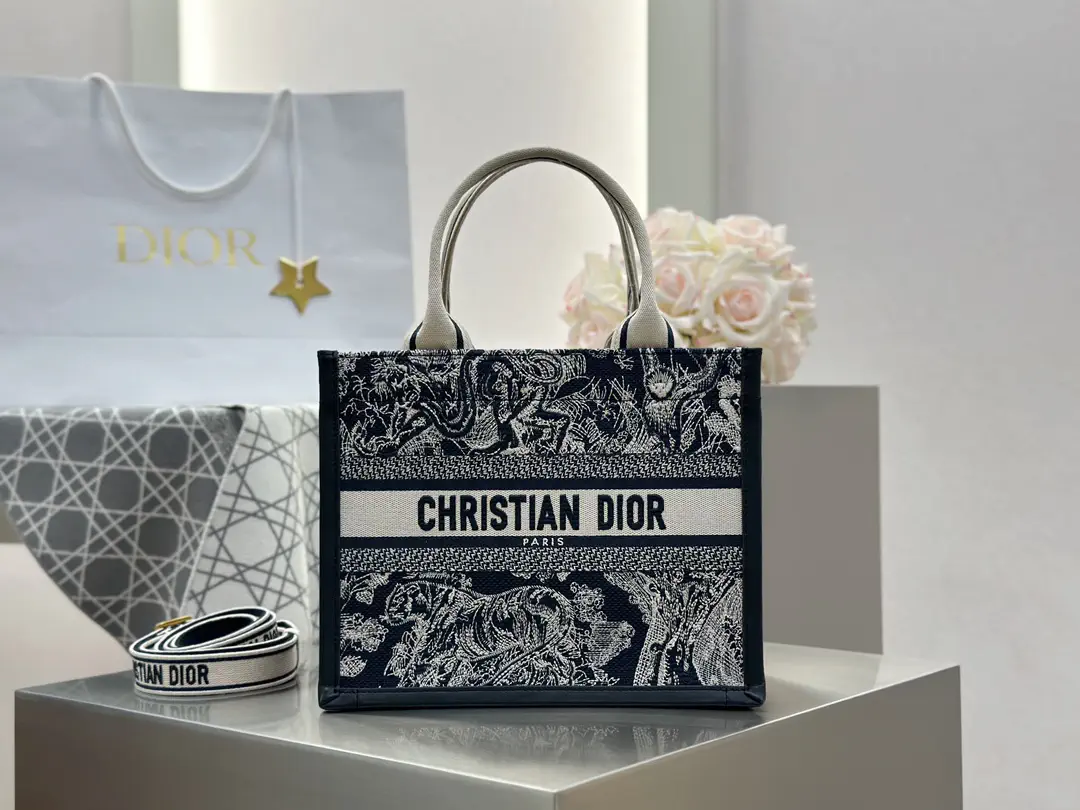 Dior Tiger Embroidered Book Tote Bag image 1