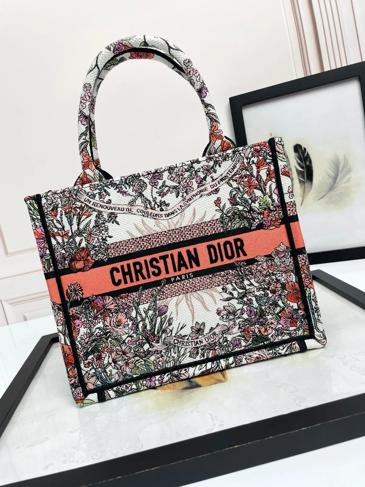 Dior Floral Embroidered Book Tote Bag image 1