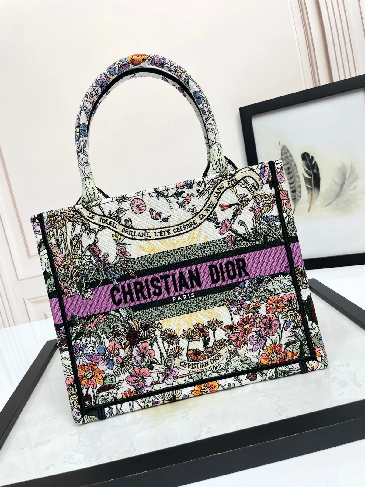 Dior Floral Embroidered Book Tote Bag image 1