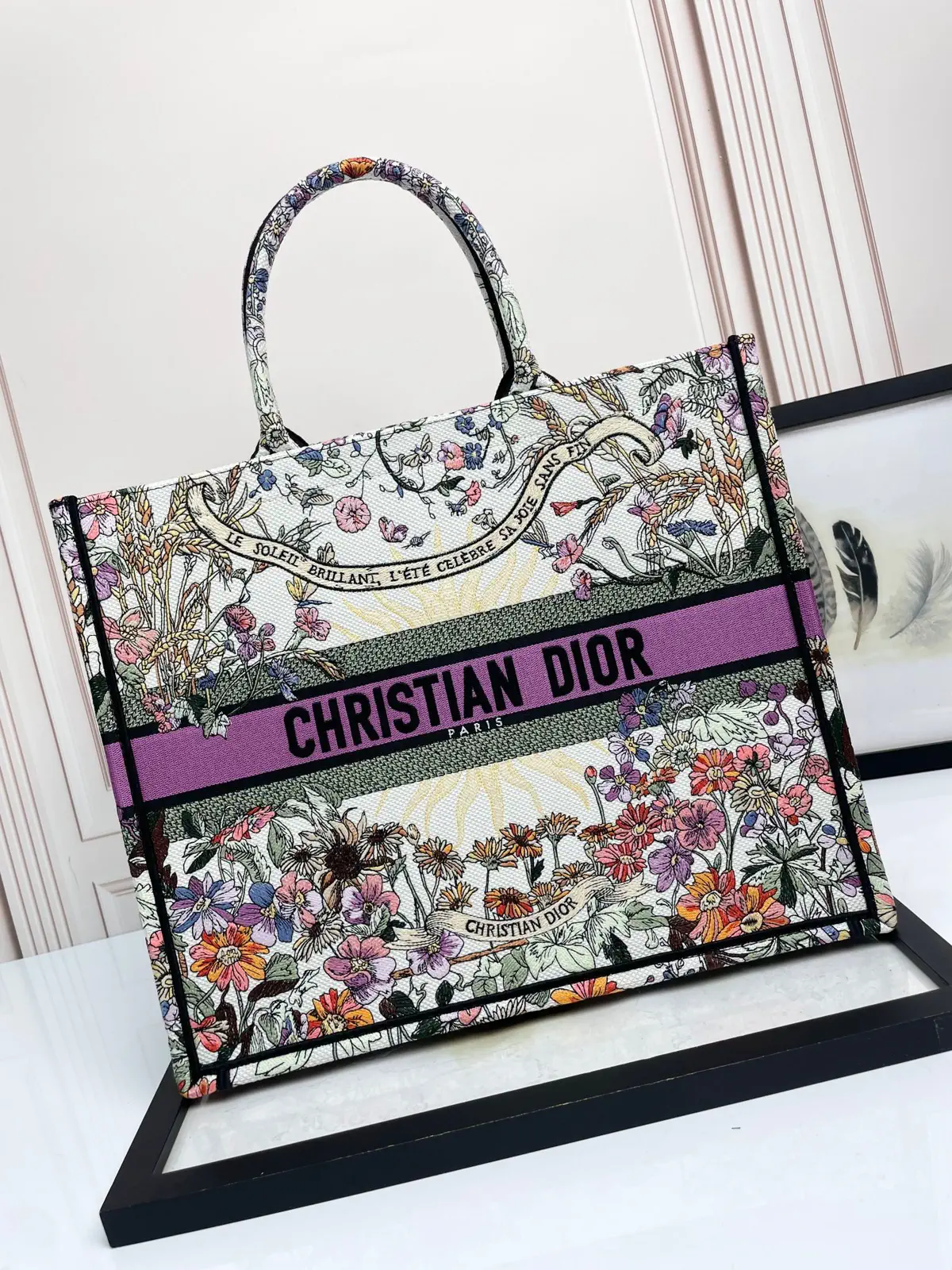 Dior Floral Embroidered Book Tote Bag image 1