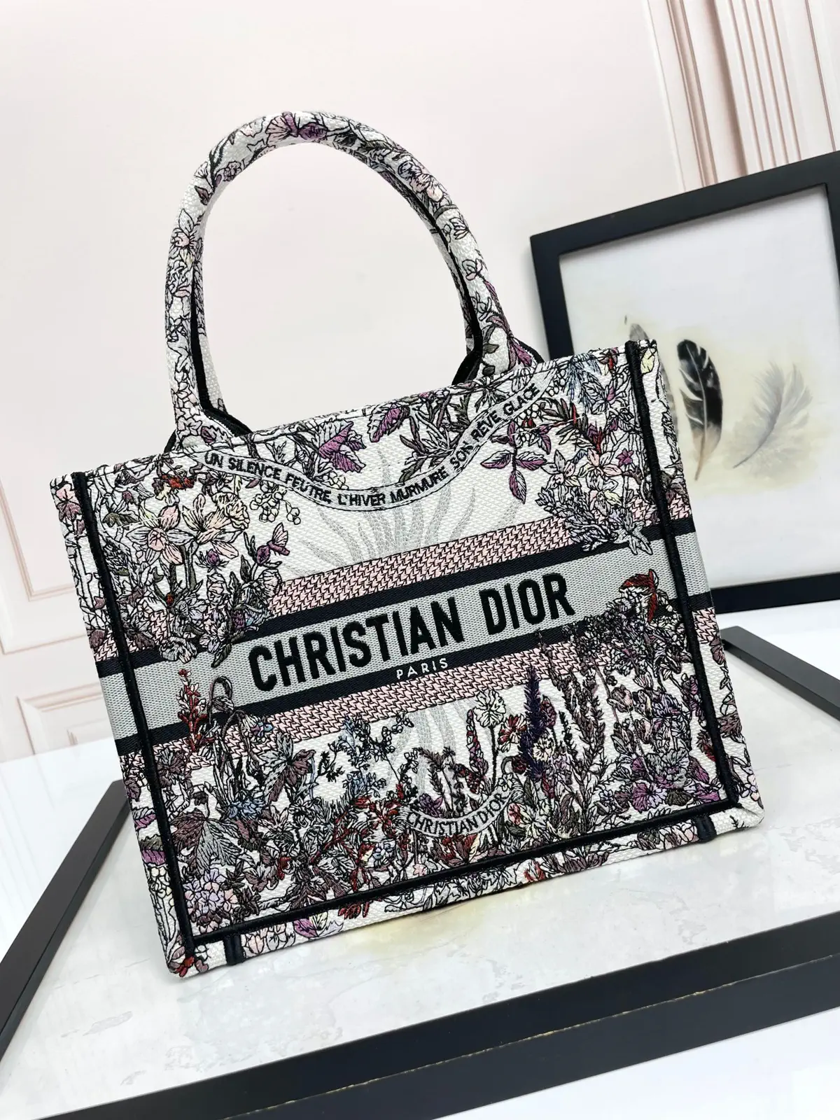 Dior Floral Embroidered Book Tote Bag image 1