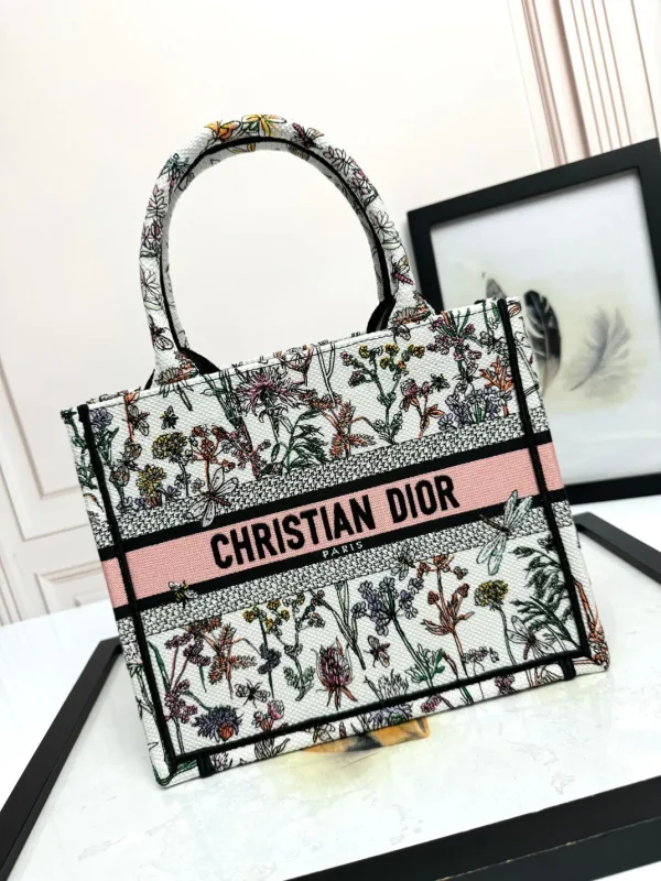 Dior Floral Butterfly Embroidered Book Tote Bag image 1