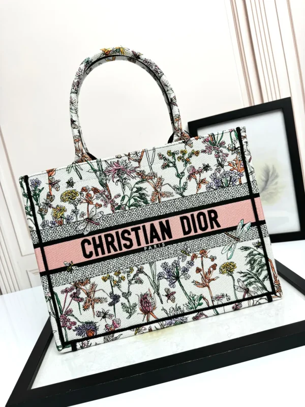 Dior Floral Butterfly Embroidered Book Tote Bag image 1