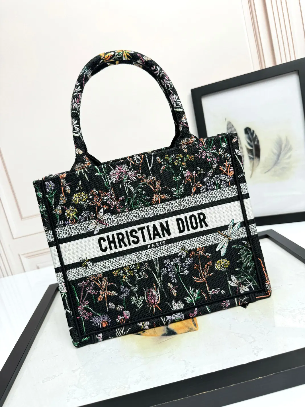 Dior Floral Embroidered Book Tote Bag image 1