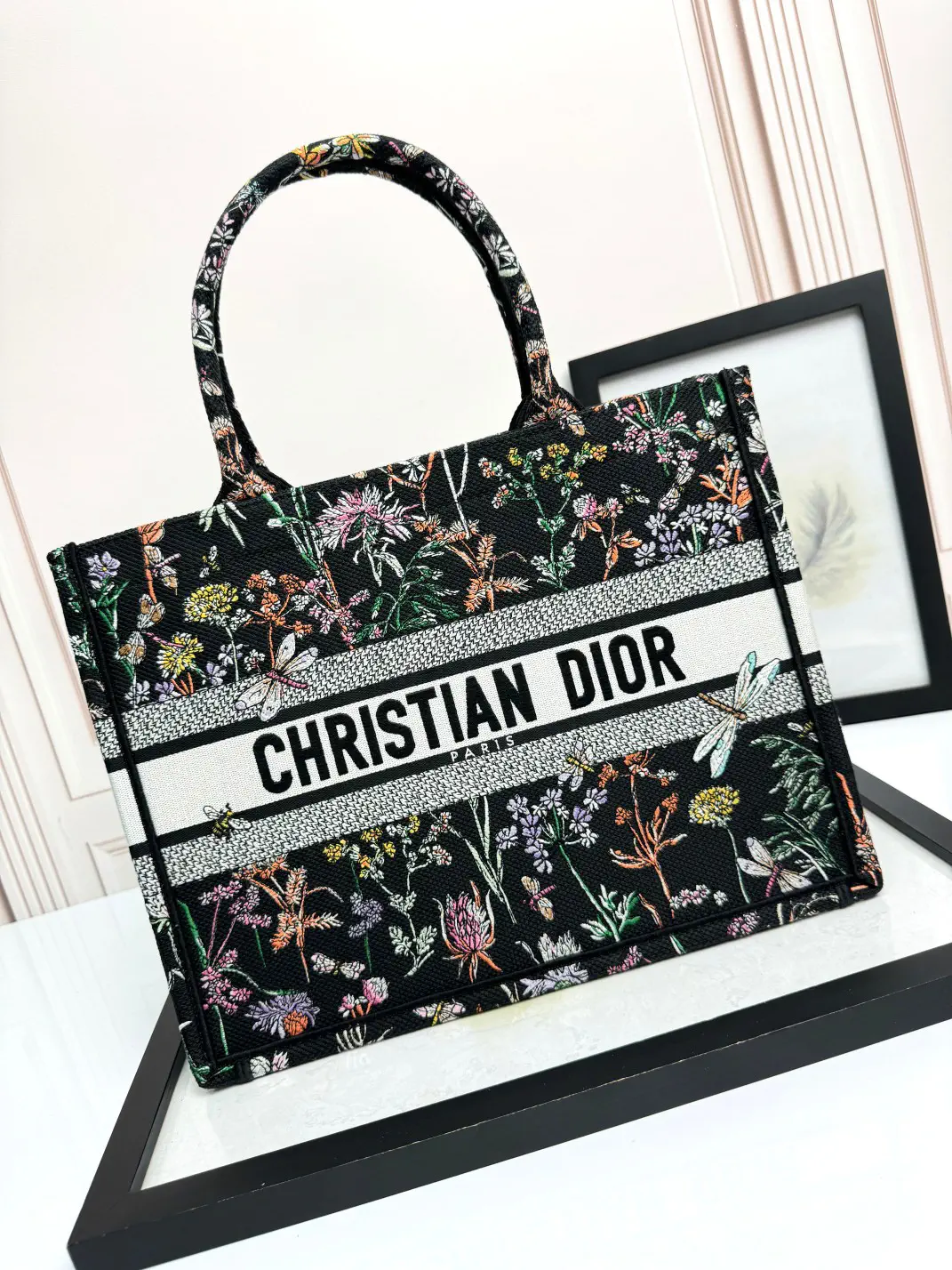 Dior Floral Embroidered Book Tote Bag image 1