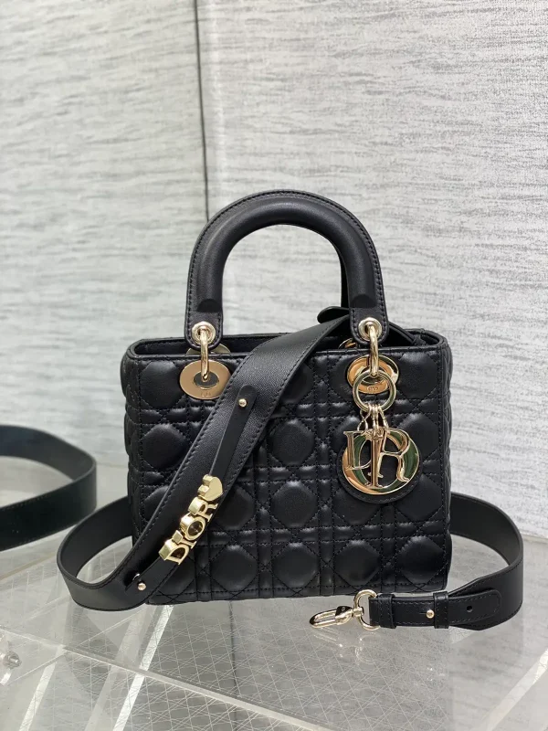 Dior Black Quilted Top Handle Bag with Detachable Shoulder Strap image 1