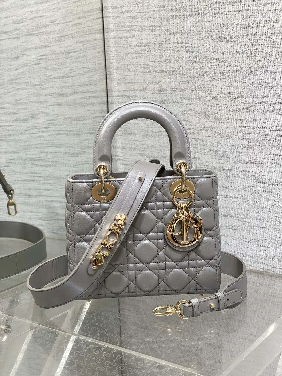 Dior Quilted Top Handle Bag with Detachable Shoulder Strap image 1