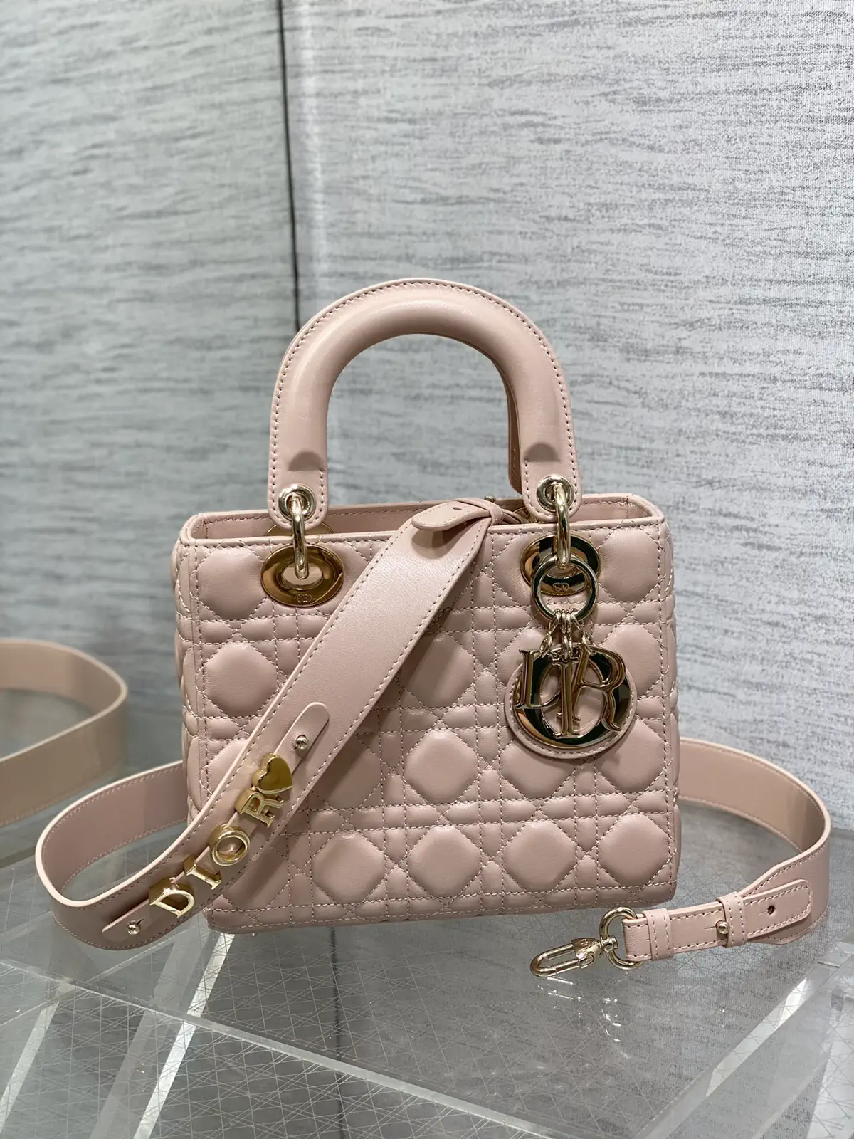 Dior Quilted Top Handle Bag with Letter Shoulder Strap image 1